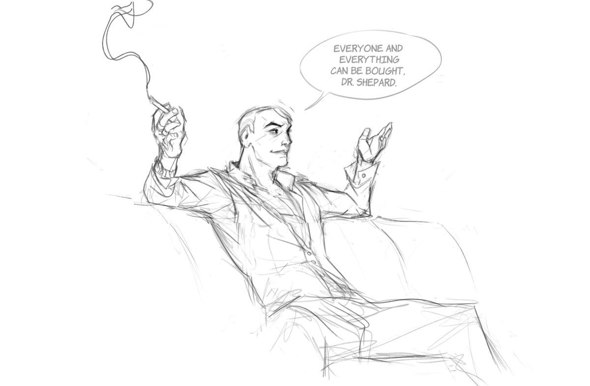 Don't mind me, I'm just doodling some of my story scenes without much context here. It occurs to me I have disproportionate amount of these sleazy businessman characters. 