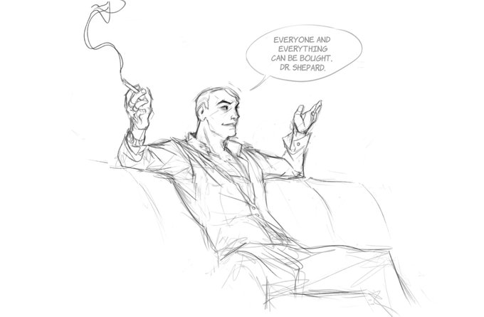 Don't mind me, I'm just doodling some of my story scenes without much context here. It occurs to me I have disproportionate amount of these sleazy businessman characters. 