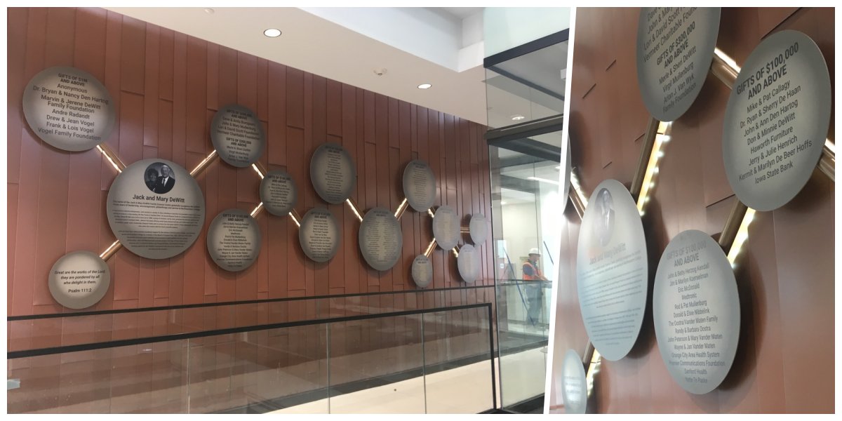 LatitudeSignage's tweet image. Hey @NWCIowa and @CMBA_Architects! Congratulations on the open house of the new DeWitt Family Science Center! Thank for partnering with us on signage. Here&apos;s design images and final images. #donorrecognition #donorwall #exterior #adasigns #science 
bit.ly/2OdtCLz