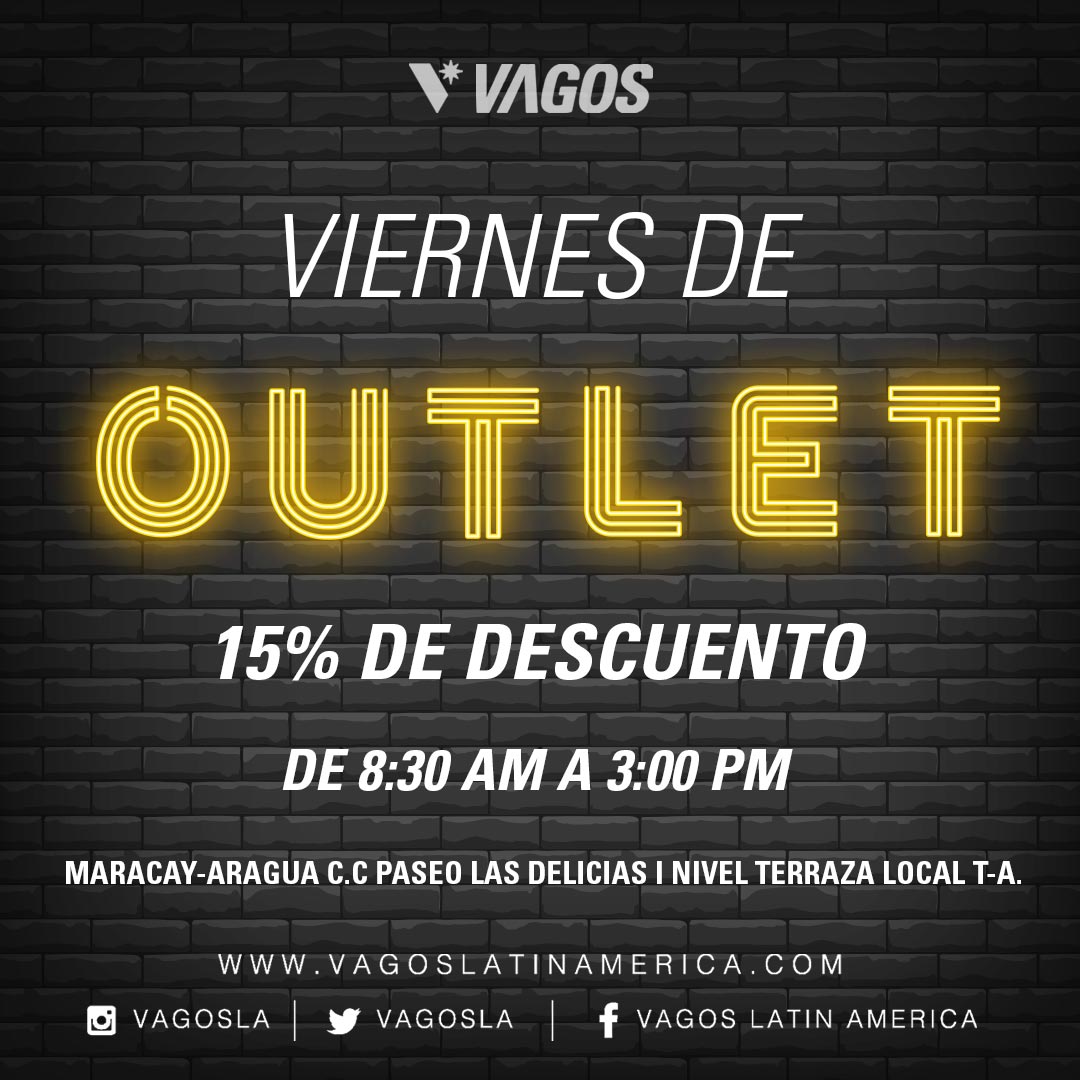¡Hoy es viernes de OUTLET! No te quedes sin los descuentos, ven a nuestra oficina, te estamos esperando.
#vagosla #viernes #maracay