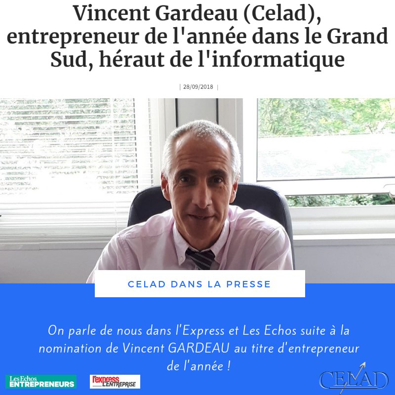 CeladSsii's tweet photo. Très heureux d'avoir reçu ce prix! Merci à l'ensemble des collaborateurs pour leur implication au quotidien!
Rejoignez la #TeamCELAD https://t.co/PkJEZjZDAv