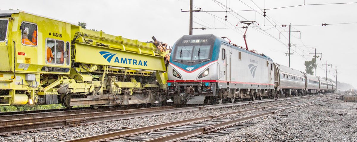 Amtrak's tweet photo. The Northeast Corridor Track Modernization Program is a series of projects to improve the tracks along the NEC. The work is taking place now through mid-December and starts again in early March of 2019. 
Learn more: https://t.co/OgoTQ6mvdE https://t.co/2OMpSMD0wz
