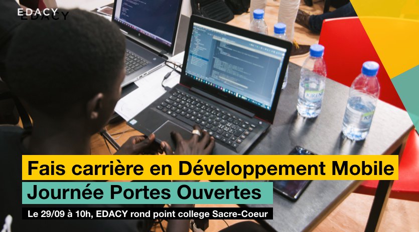 EDACYHQ's tweet photo. J-1 avant notre notre #JPO
Ne manque pas la chance de participer à nos formations #MakersDays et de bénéficier d'1h30 de coaching gratuit sur ta recherche d'emploi dans le domaine technologique. Inscriptions gratuites sur https://t.co/gDMuS8Afbd
#kebetu #team221 #dakar #android https://t.co/JtQi36j1M9