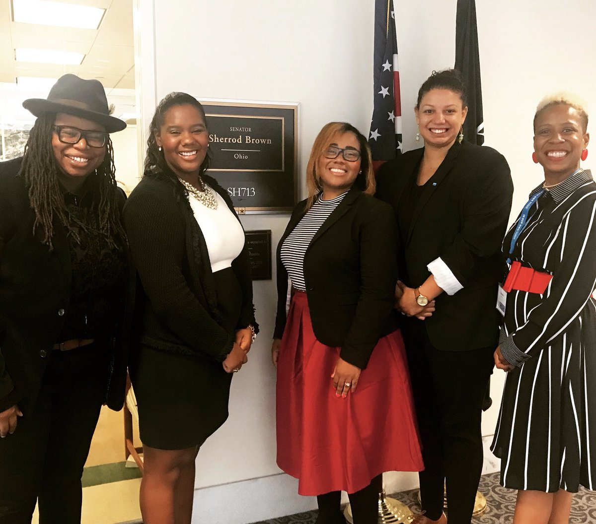 1billionpgh's tweet photo. When Black women are in the halls of power on #CapitolHill - as policymakers & advocates - we make a difference! Thank you @SenSherrodBrown’s office for our visit during @BlackwomensRJ #MyVoteOurPower. Senator Brown will vote NO to #StopKavanaugh! #BelieveSurvivors #ReproJustice https://t.co/EevWadEFKG