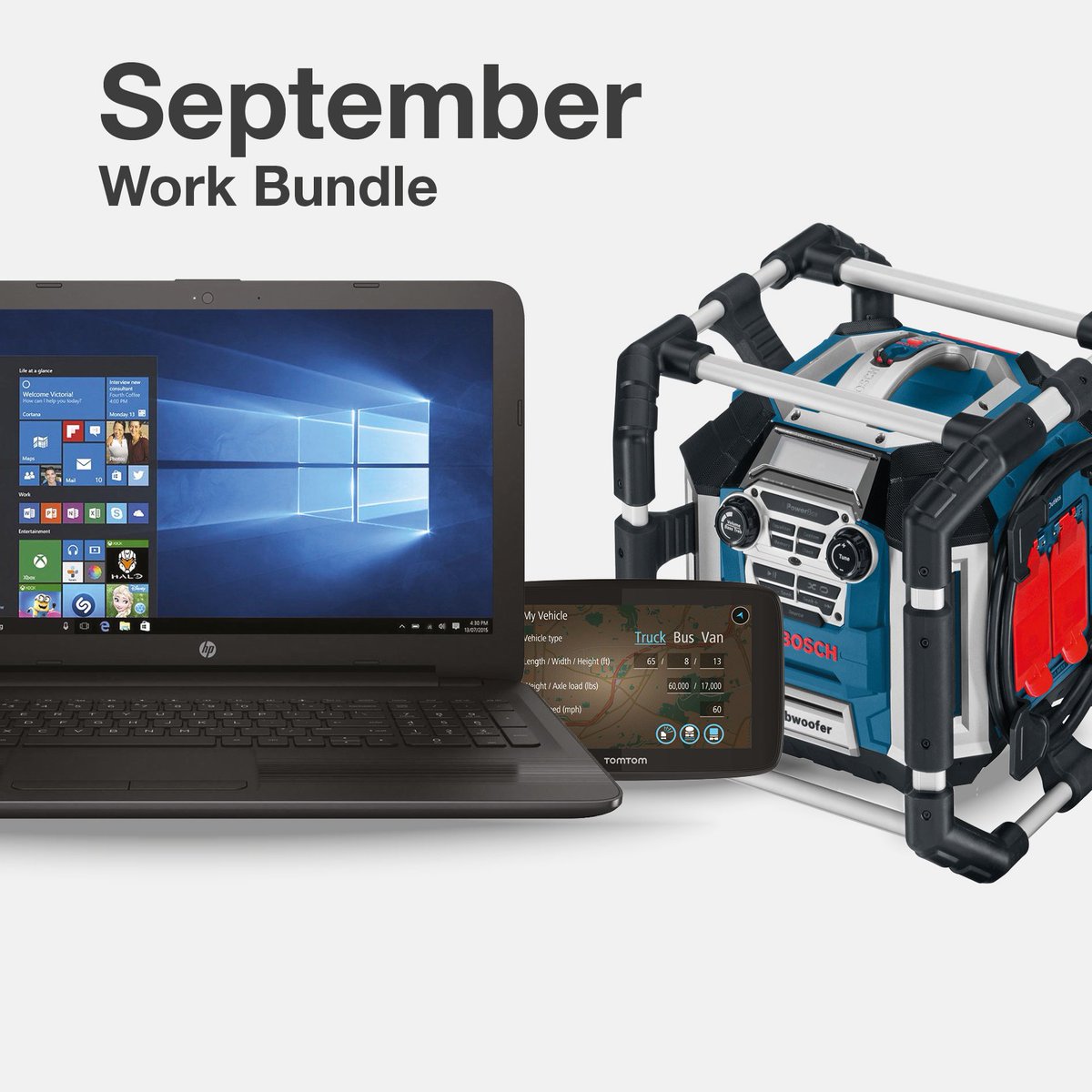 JGSpeedfit's tweet photo. Today is your LAST DAY to enter for a chance to win ourβ¦. September Work Bundle containing a Bosch GML50 Site Radio, HP i3 Laptop and a TomTom Go Sat Nav!? #20kInYourHand #SpeedfitGiveaway #JGSpeedfit https://t.co/UY3QudbAnm