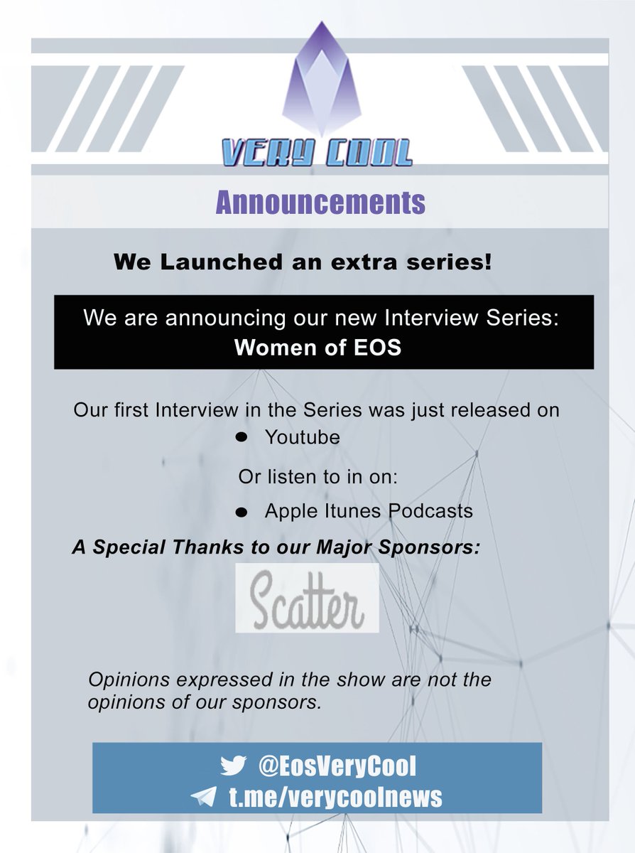 EosVeryCool's tweet image. If you haven't already, take a look at our latest video. We just added a new series, titled Women of EOS to our channel. We sat down and spoke with @DallasTechGirl for EP#1. Check it out on youtube youtu.be/1-XotM8lNuM @Get_Scatter #womeninblockchain #EOS #Crypto