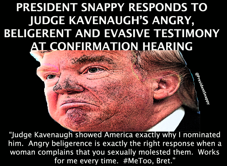 PresidentSnappy's tweet photo. #Kavenaugh #BrettKavanaugh #AngryKavanaugh #MeTooBrett https://t.co/v4gRFqg834
