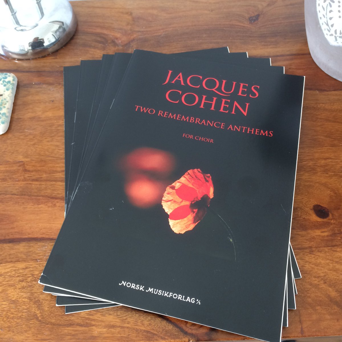 JacquesHCohen's tweet photo. Excited to receive this today, my two #remembrance anthems are now on sale! @Musikkforlagene have made a beautiful cover as ever. #choralmusic #choirs #singing https://t.co/Zh5mkPTCQw https://t.co/ECl8UtaYhj