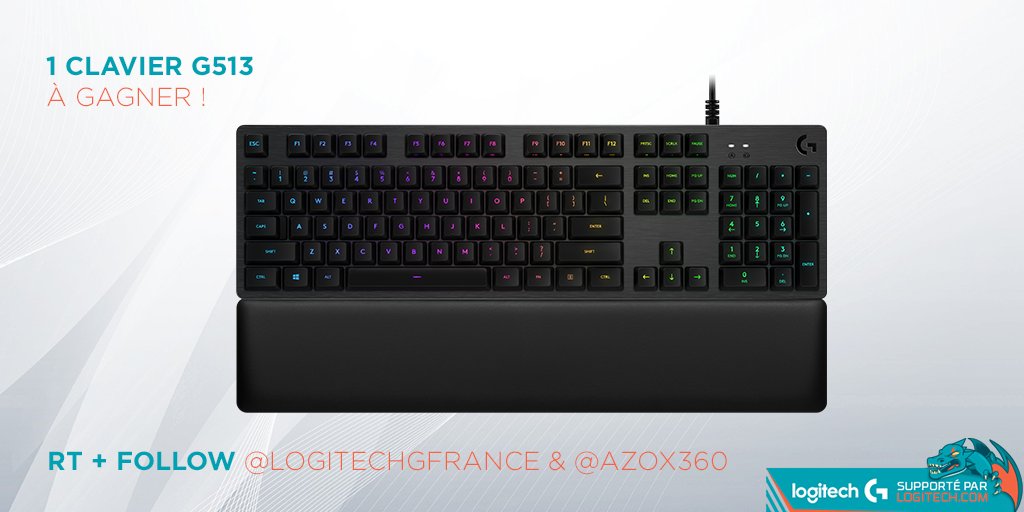 AzoX360's tweet photo. #CONCOURS 

Remporte ton clavier G513, pour tenter ta chance #RT &amp; #Follow @LogitechGFrance &amp; @AzoX360 !

Tirage le  7/10 https://t.co/b1lZPxOJq8