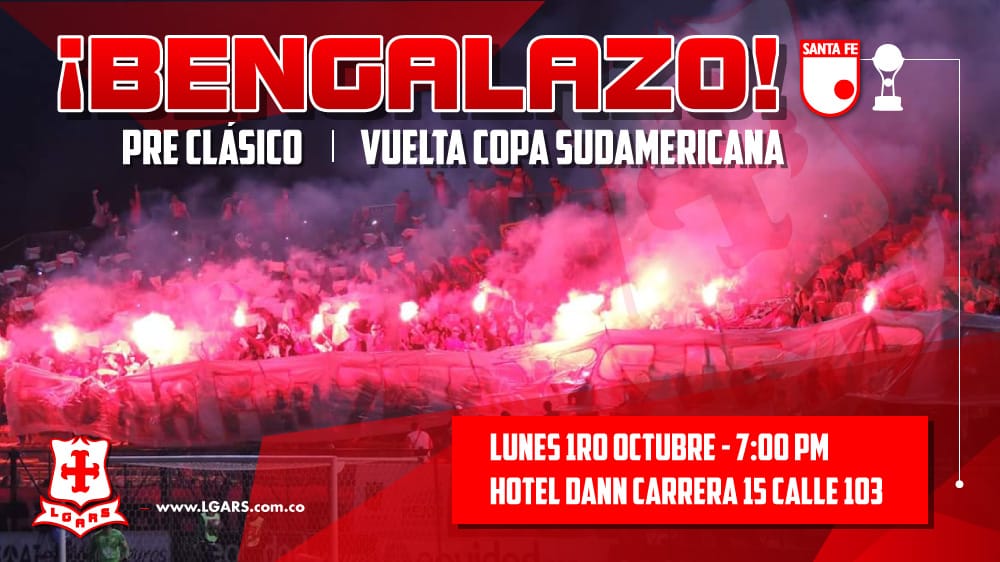 lgars_Oficial's tweet photo. ESTAMOS CON USTEDES

Este lunes previo al partido de vuelta por Copa Sudamericana nos vemos en el hotel donde se concentra Santa Fe, la clasificación la ganamos entre TODOS!!!

VAMOS #SantaFeFuegoInterior CONTRA TODO Y TODOS. https://t.co/ommvpo17hE