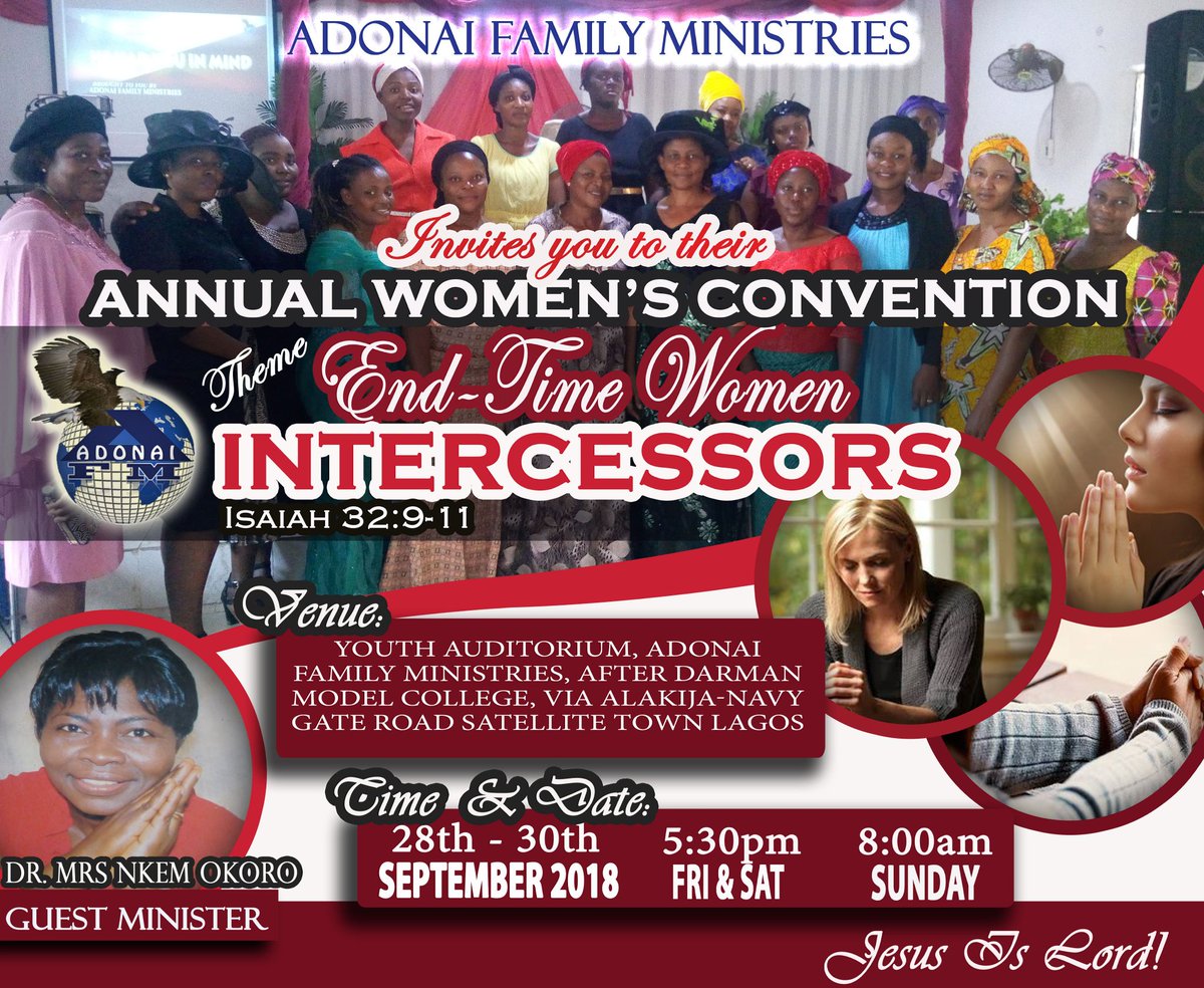 agv_official's tweet photo. Adonai Women's Convention starts today then Saturday up until Sunday. A timely program for every Christian woman. Be there! https://t.co/8JfxgbiYVA