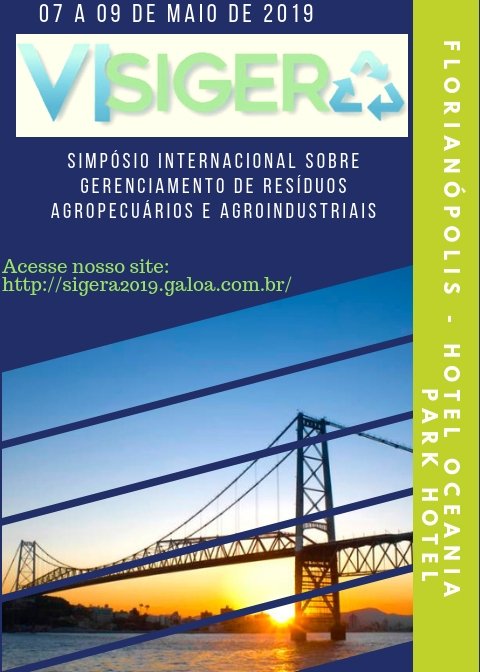 contatosbera's tweet photo. VI SIGERA 2019 !!!!!

O VI Simpósio Internacional sobre Gerenciamento de Resíduos Agropecuários e Agroindustriais – VI Sigera terá como temática "Biotecnologia Aplicada ao Tratamento e Reúso dos Resíduos".

Para maiores informações, visitem nosso site https://t.co/cGLyfoRTwi https://t.co/SRfiIXX4qo