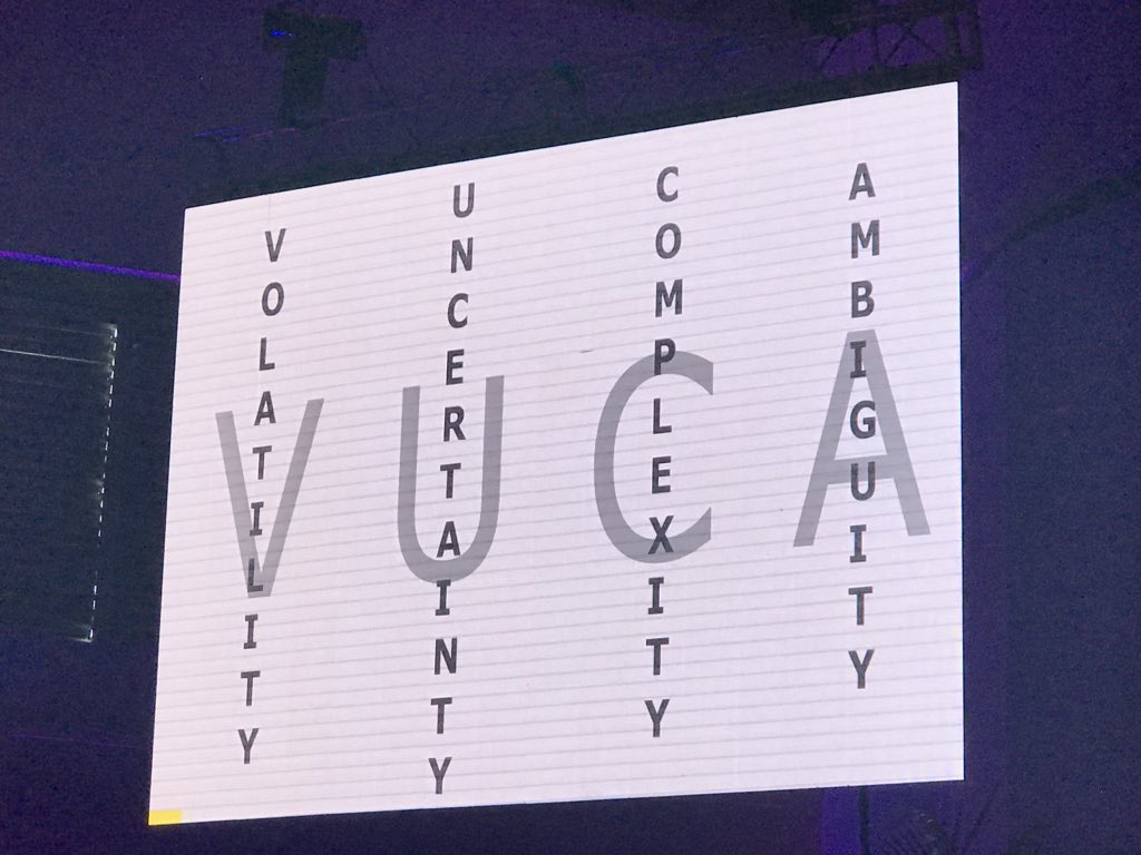 We live in a VUCA World. We live in a volatile, uncertain, complex and ambiguous world.   #triconf18