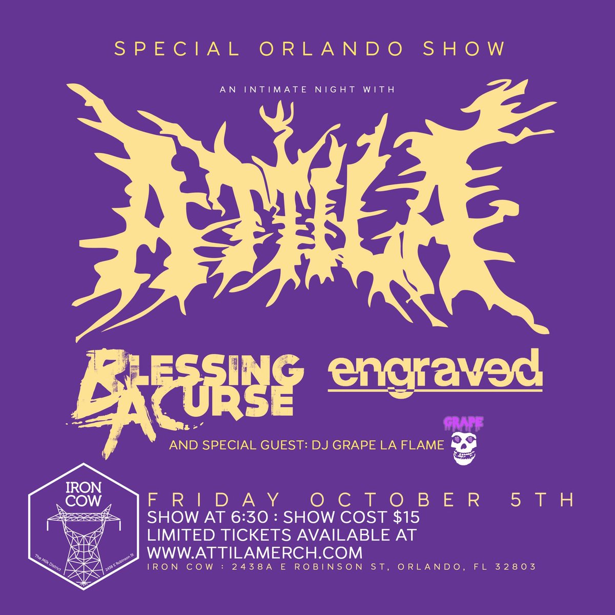 Woah, we got added on to this wild ass show. <a href="/ATTILAga/">ATTILA</a> hasn’t played Orlando in a few years so you know this is gonna be packed out. Get your tickets ASAP and come hangout with us and our friends in @BlessingACurse

Don’t miss out on this one.
