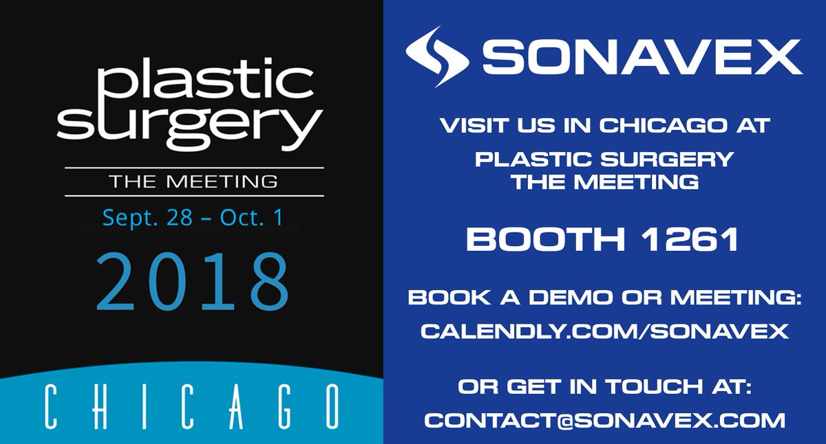 Sonavex's tweet image. Looking forward to exhibiting at the @ASPSMembers @ASPS_News meeting in #Chicago. Come by Booth 1261 to meet the team and demo the tech. #PTSM18 #plasticsurgery #microsurgery