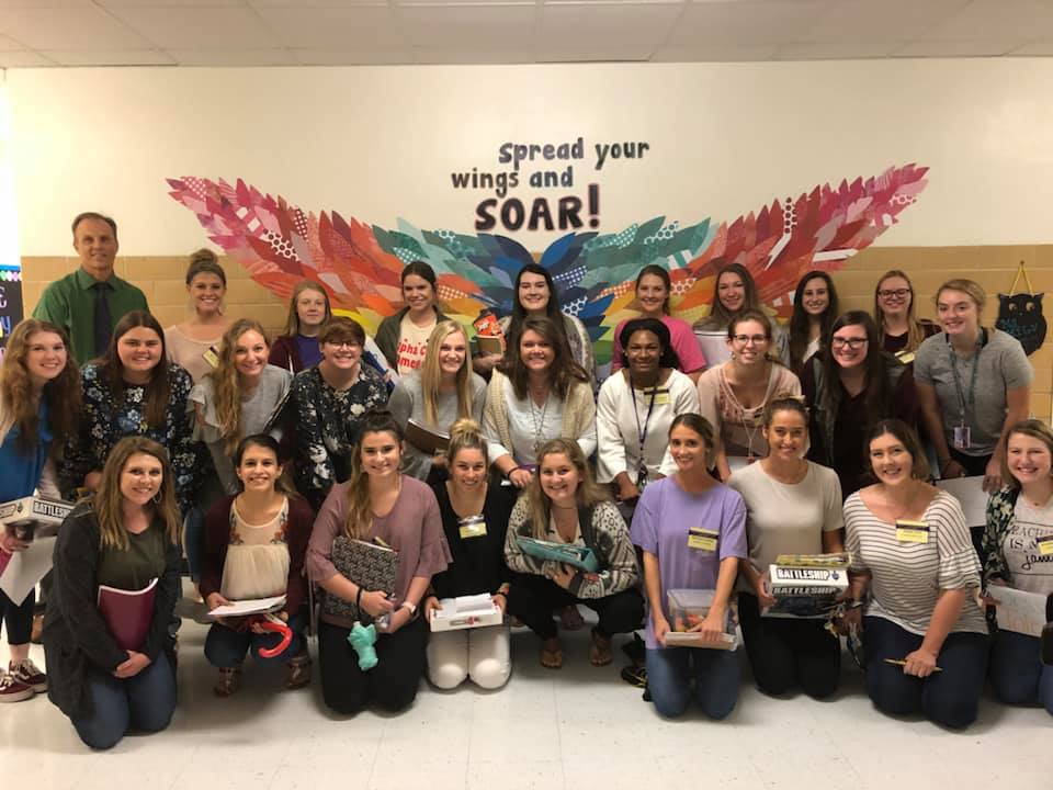 Dr. Jim Ewing and his students were at Raguet Elementary this week helping the fourth grade with mental math and strategies for solving problems. #PCOEproud #AxeEm