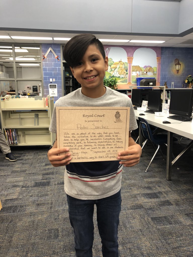 5th Grade Royal Court for September