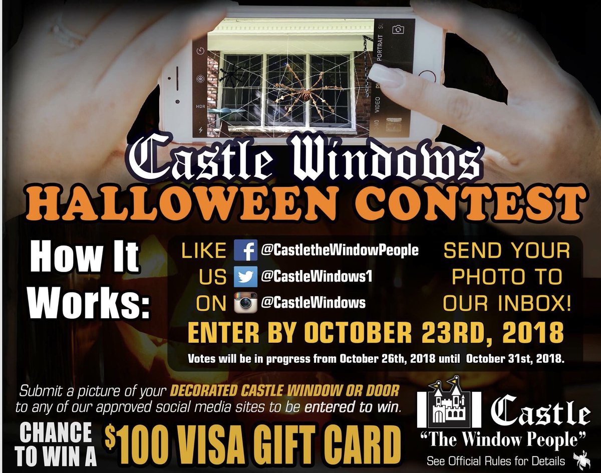 CastleWindows1's tweet photo. Castle Halloween Contest! Win $100 gift card. See Facebook for official rules.
#CastleWindows
https://t.co/Fqd9ogx7AD https://t.co/fFKc7LHWz3