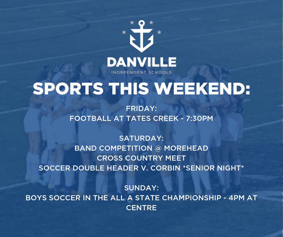 DanvilleSchools's tweet photo. There's @ADS_Athletics  events going on all weekend! Take advantage of the beautiful weather and get out and cheer your favorite team on! https://t.co/3xlWPr02ay