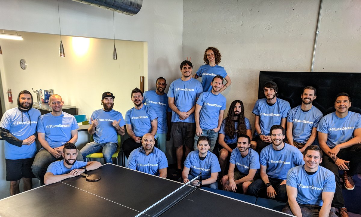 FluentStream's tweet photo. New shirts, same smiles #FluentStream #TeamSpirit #streamers https://t.co/ecClXduYHH