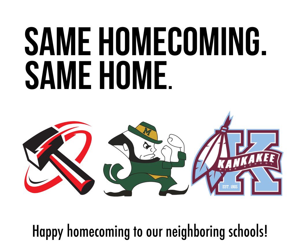 Same homecoming. Same home. Happy homecoming to our neighboring schools! <a href="/bbchs307/">BBCHS</a> <a href="/Kankakee111/">Kankakee SD 111</a>