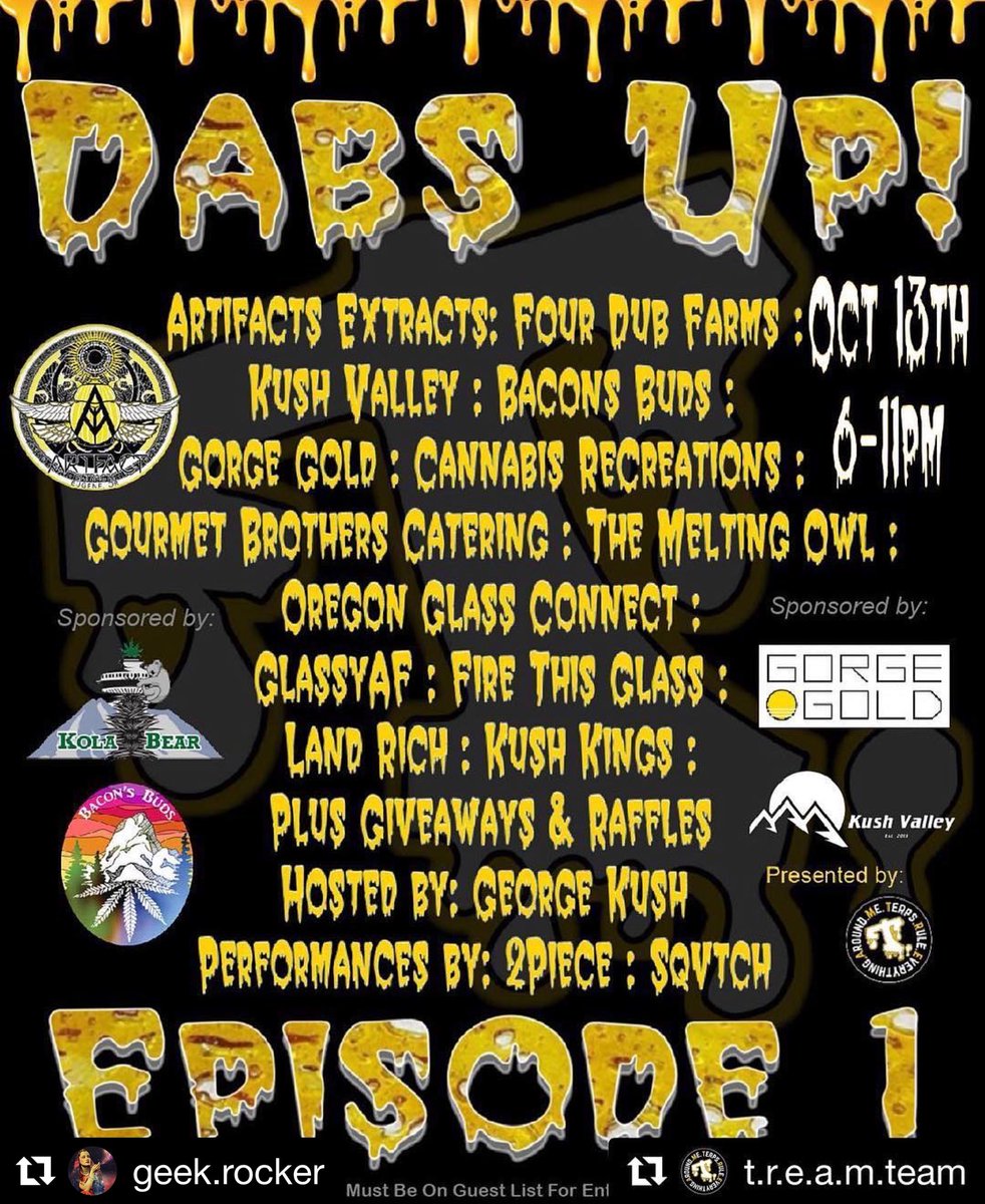 GorgeGold's tweet photo. 😎 Can’t wait for this 💪 gonna be a blast 🚀
🍯🔥 Repost 🔥🍯 geek.rocker with @get_repost
・・・
The first one of many! 🙌 but this one is going to be epic. 
 https://t.co/Zp6iy8hcm1
・・・
The https://t.co/RZJe7onmkp presents. “DABS UP EPISODE 1” this Oct 13th 6-11pm! https://t.co/QxVzf9Wm8N