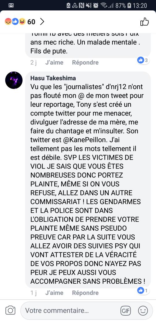 KanePeillon's tweet photo. @HasuTakeshima mdr je l'avais déjà ton tweeter et il n'y a aucune menaces tu sais juste à quoi t'attendre avec tes diffamations. https://t.co/RAhm2644Tb