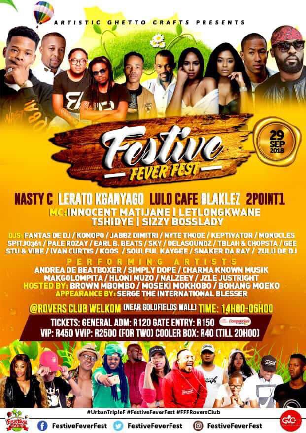 Blaklez's tweet photo. Iβm in Welkom tomorrow for the #FestiveFeverFest ... Stoked. https://t.co/eXGjbx3Jna
