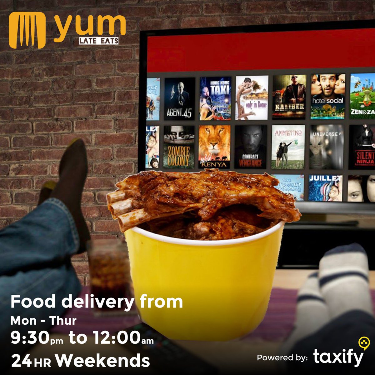 YumKenya's tweet photo. End Month and you do not feel like cooking, Why not order in, Movies and chill. Yum Late Eats, Powered by Taxify.
 #weloveyum #YumLateEats #24HrsWeekendDelivery #TaxifyKe @Taxify_ke @Taxify.ke https://t.co/Tciy1bUMpT