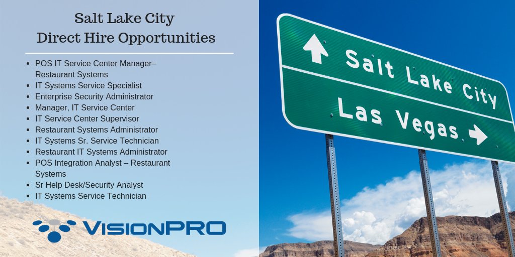 visionpro_team's tweet photo. Our client in Salt Lake City has numerous #Direct #Hire #career building #opportunities available for talented individuals! Great working environment with a growing company in the #food #service &amp; #restaurant industry! 
Click to #apply! https://t.co/7g8jJNfFo8 #SaltLakeCity #UT https://t.co/yX2wxwuGWw