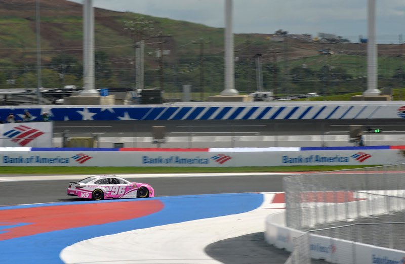 GauntBrosRacing's tweet photo. 📸 from the first and only practice today at the @CLTMotorSpdwy Roval . #FueledByHope @SusanGKomen racing for a cure. #NASCAR | @Xtreme_Concepts https://t.co/o0s9Feg3Wy