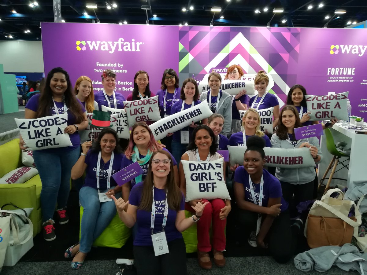 wayfairatwork's tweet photo. It’s been great being at The Grace Hopper Celebration this week! We’re heading home energized and inspired by this amazing event. 😎 #GHC18 #hacklikeher #wayfairatwork https://t.co/9jW0blJptO