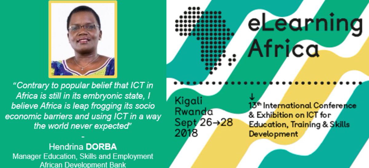 AfDB_Group's tweet photo. "In these changing times, #Africa cannot simply sit back and watch. We must prepare the African children and youth for these changes," says Hendrina Dorba at #elearningAfrica conference. 
Check out our #Jobs4Youth Strategy 👉🏿https://t.co/VK1jGd3Ts9 
#coding4employment #eLA18 https://t.co/To10NHYG72
