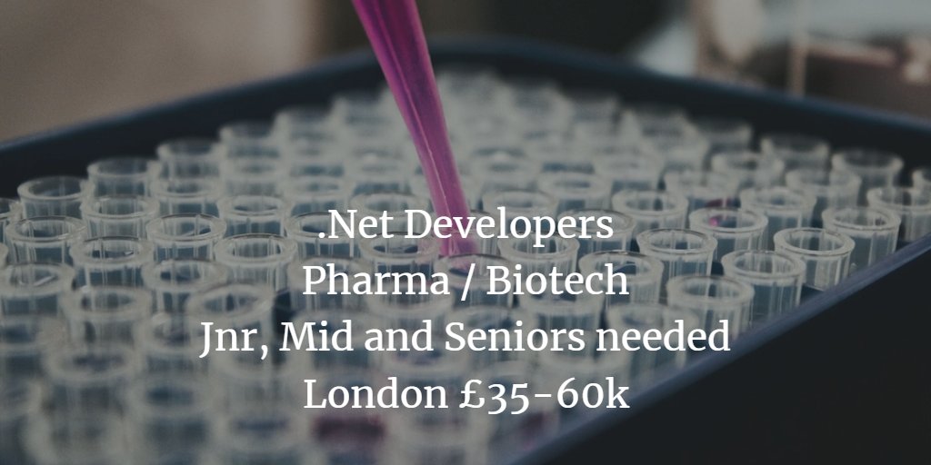 CRogersCortex's tweet photo. Unique chance to work in the Phrama / Biotech industry in Central London.  I am working with a start-up looking to grow their team.  We are seeking C# .Net developers of any level https://t.co/HIRpEY92nb