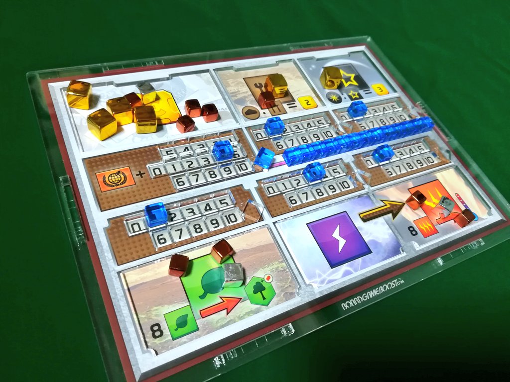 Ya Ma テラフォーミングマーズの立体コマ アクリルトークン 個人ボードのオーバーレイ 揃ったどー とりあえず適当に置いてみたけどこの箱庭感 これはゲームに負けても盤面眺めて満足出来るやつじゃなかろーか T Co Plmvxsg75j Twitter