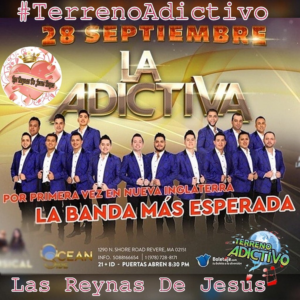 vane1_valencia's tweet photo. ATENCION!!! 📢📢
No te puedes perder!!!
Hoy 2⃣8⃣ de Septiembre a #LaAdictiva 🎶 en #Revere_MA.
Para pasar una gran #NocheAdictiva 🎶♥ con todos sus exitos!!!
#EnPeligroDeExtincion💞🎶
#LRDJR👑
#BARRY😍❤
#TerrenoAdictivo🌎 https://t.co/XQm3n4qSH1
