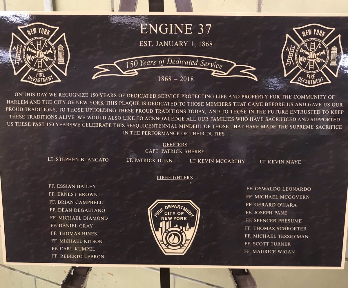 FDNY's tweet photo. Active and retired members of #FDNY #Engine37 celebrated the company’s 150th anniversary yesterday at the firehouse. https://t.co/HEBm4GGlW8