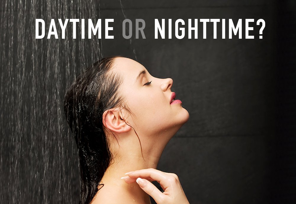 The timeless debate: Shower at night, or day? Dermatologists say night! Not only is it beneficial by reducing toxins, but it makes for cleaner sheets! #dermatology #skincare