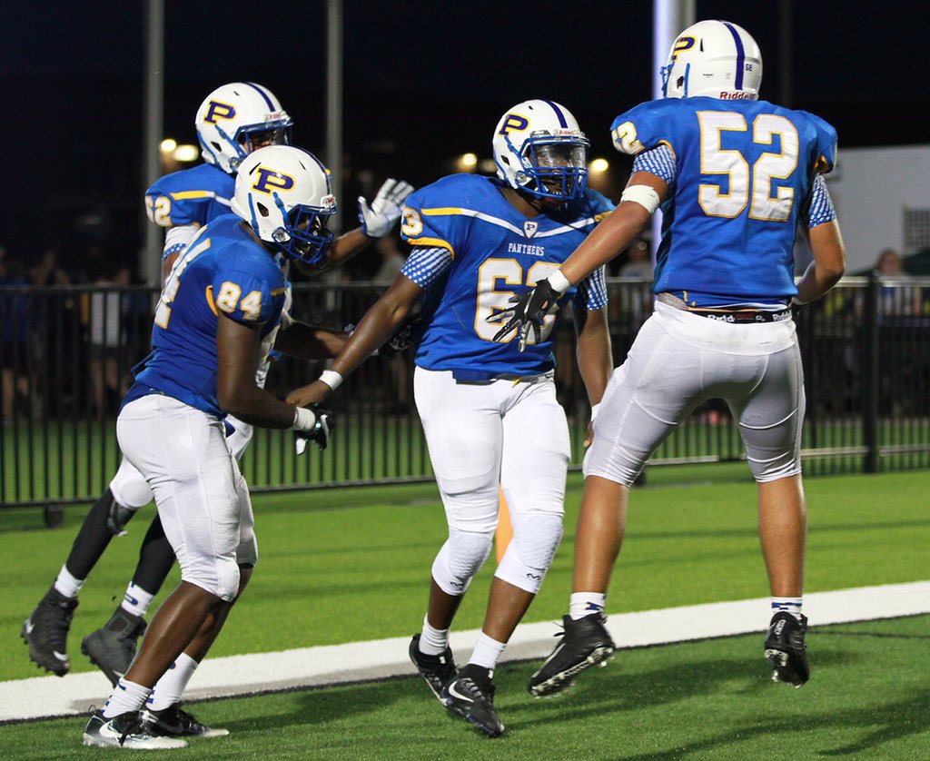 PflugervilleHS's tweet photo. When one of the big fellas returns to the scene of his touchdown... #ThePfield #BeatManor https://t.co/fVc2RIqyY8