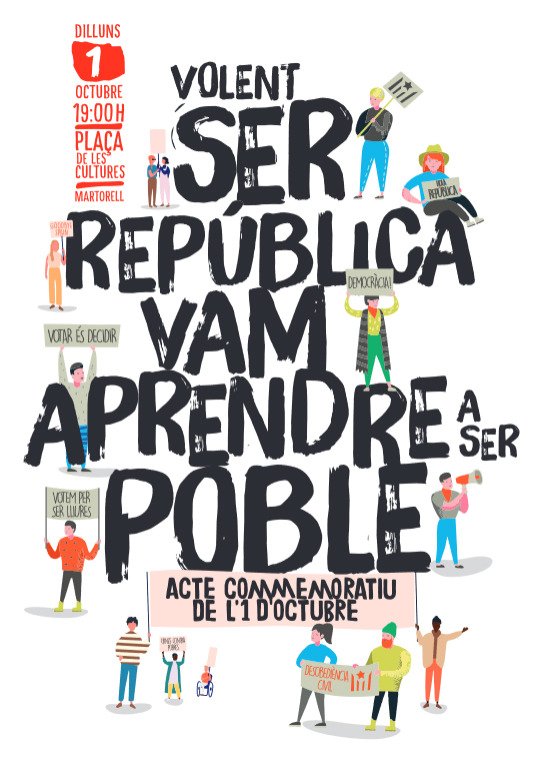 gimbotronic's tweet photo. A algú no li ha agradat que hi hagués un cartell penjat anunciant l'acte de commemoració de l'1-O a #Martorell. Una llàstima perquè el cartell era força maco... no us sembla? Per cert, l'acte serà dilluns 1-O a les 19h a la Plaça de les Cultures! ;) https://t.co/1O5EegZM83