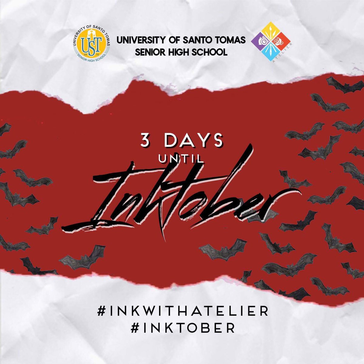 USTSHSAtelier's tweet photo. Break out of your established patterns and share your soul with the world as creativity is INKcoming.

Countdown: Just 3 days left before we start inking, artists! 🖋✨

#USTSHSAtelier
#AteliYAY
#InkWithAtelier
#InkTober https://t.co/LwP6LbgO6h