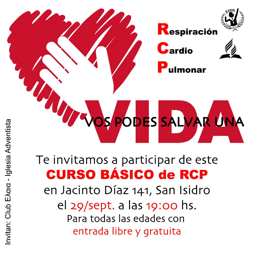 hagigliotti's tweet photo. 🚨 #Urgente 🚨

Vos podes #Salvar una #Vida

Aprendé #RCP básico este 
📅 #sabado 29/09 
🕡 19:00 hs
📫 Jacinto Diaz 141 #SanIsidro
🎟 Entrada libre y gratuita

⛺️ Auspicia #ClubΕλαια e
⛪ #IglesiaAdventista

#FloridaEsteVL #Olivos_VL #LaLucilaVL #Martinez #Boulogne #MiBoN https://t.co/6SlfTAZSPN