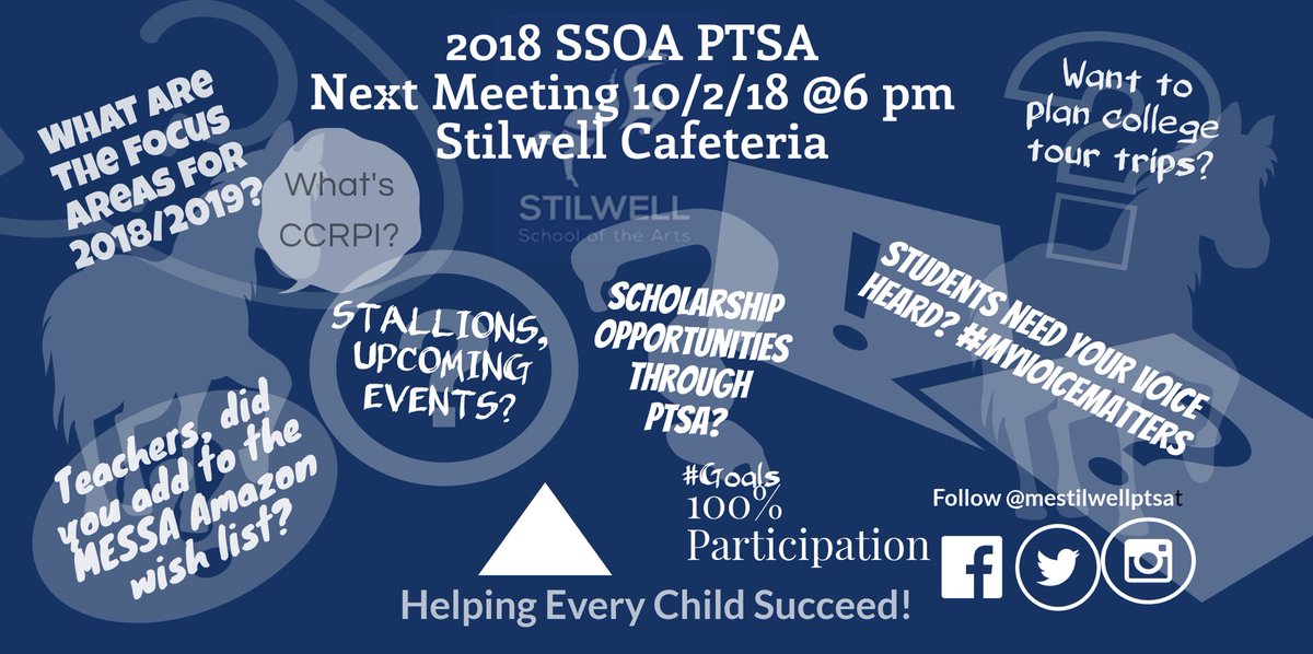 mestilwellptsa's tweet photo. SSOA Stallions, Teachers, Parents &amp; Community Our Next PTSA Meeting is Tuesday, October 2 @6pm ‼️ Get ready for #newsyoucanusa #yourvoicematters #gapta #gaptsa https://t.co/UtuMAUtr8l