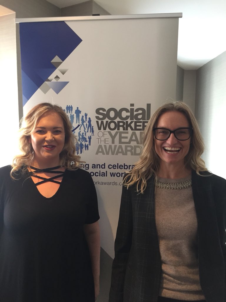 LouiseWatson27's tweet photo. Top secret judging of the social work awards 2018 representing Stockport family. Was lovely to bump into @RobMitch92 and meet @SharonLMartin1 who says to say hello to u @WoodcockDeborah https://t.co/rnwC9HYg9F