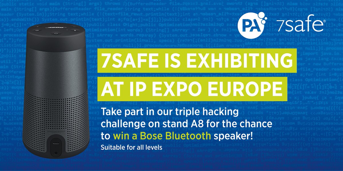 Can you crack our website #hacking challenge at #IPExpo? Take part for your chance to win a #Bose speaker! There is a challenge for every level. Register now 7safe.com/about-7Safe/7s…