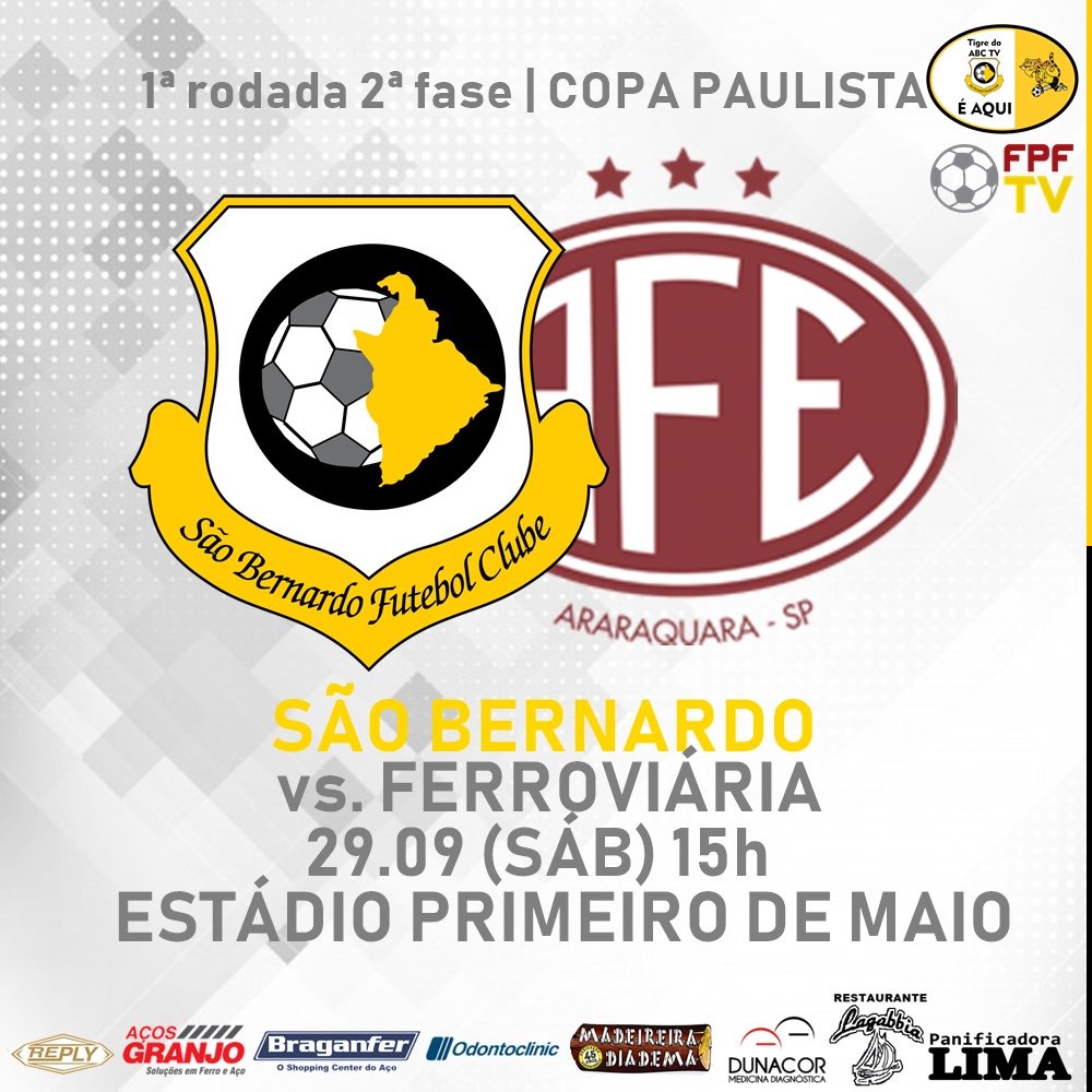 COPA | Vamos juntos buscar a primeira vitória na segunda fase da Copa Paulista. O primeiro desafio é contra a Ferroviária no nosso Primeiro de Maio, contamos com vocês, garanta já seu ingresso e vem pro Primeirão!

#SãoBernardoFC #CopaPaulista
ingressos 👉 bit.ly/2Dxb1WH