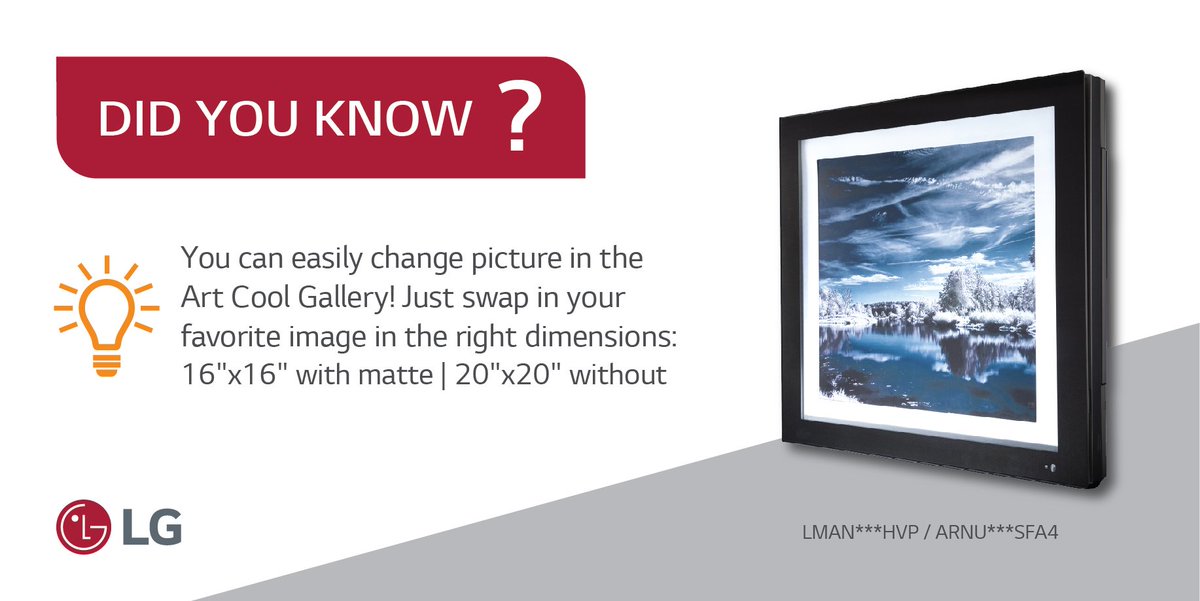 LGHVACUSA's tweet image. Did you know? You can personalize your comfort and style with the Art Cool Gallery.  ow.ly/fhXu30lYbcZ