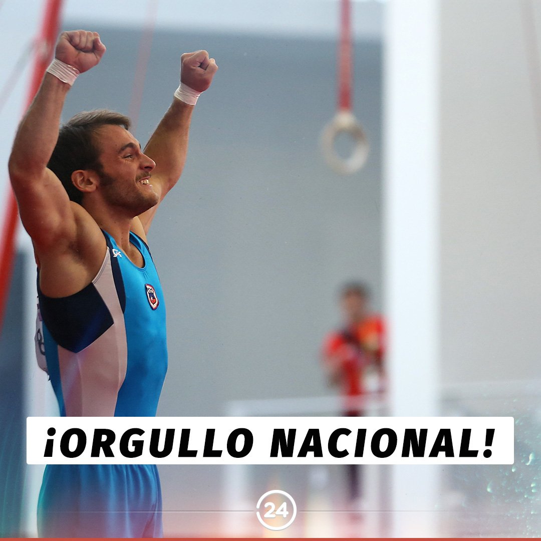24HorasTVN's tweet photo. ¡Un orgullo para todo el país! La Federación Internacional de Gimnasia reconoció el salto mortal triple con giro y medio de Tomás González, por lo que a partir de hoy llevará su nombre. ¡Felicitaciones! 👏🏻👏🏻💪🏼 https://t.co/vQ8OHMsstq