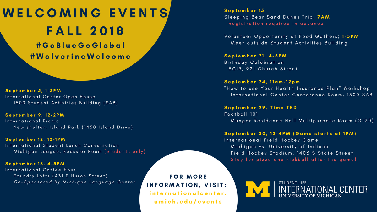 UMiCenter's tweet photo. Check out our final two September Welcoming Month events this weekend! #AmericanFootball101 #InternationalFieldHockeyGame https://t.co/vOrfz37LOL