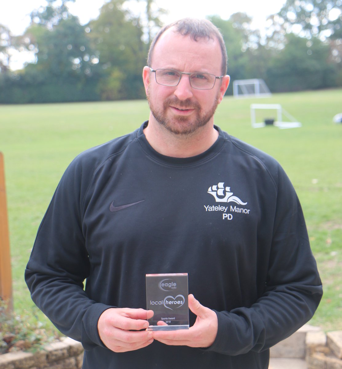 YateleyManorSch's tweet photo. Many congratulations to our Head of Boys' Sports, Pete Daines, who received the @eagleradio Local Heroes 2018 Sports Award.  #YateleyManor #LocalHeroes2018 https://t.co/wFknweS59S